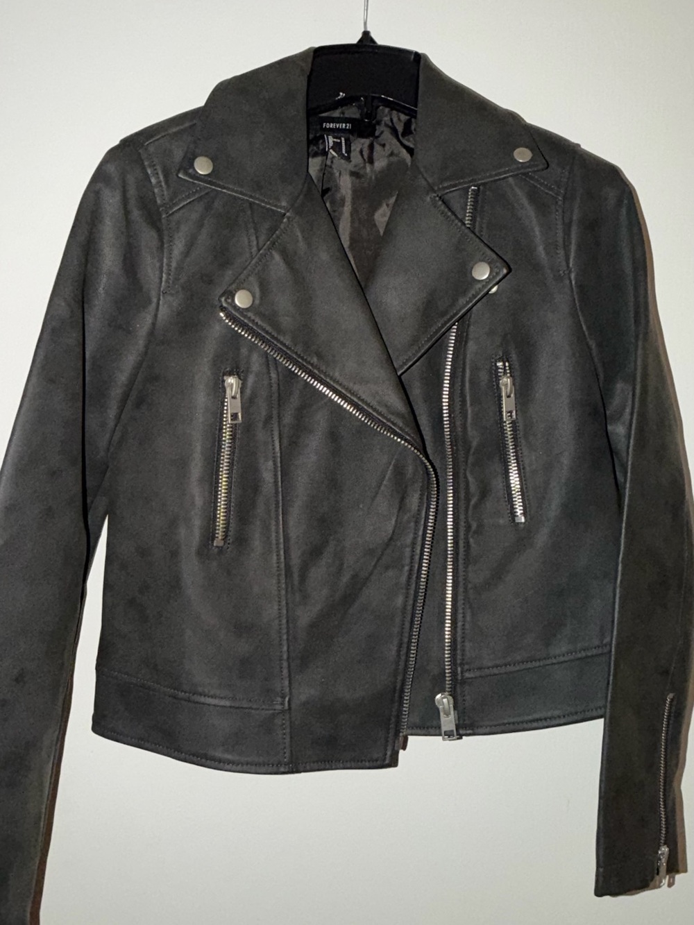 Forever 21 Black Suede-Look Moto Jacket